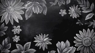 黑板上的手绘花卉图案