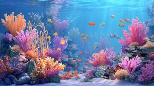 梦幻海底珊瑚与游鱼世界