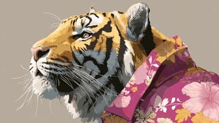 穿花衣的老虎侧面特写