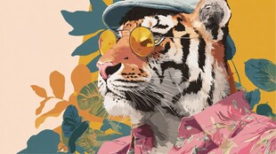 潮酷老虎时尚风插画