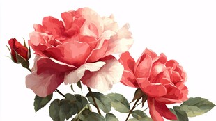 娇艳欲滴的两朵盛开玫瑰