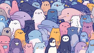 可爱卡通海洋生物大集合