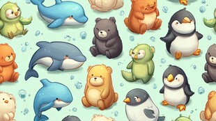 可爱动物集合图案