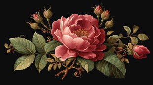 复古风娇艳盛开的红蔷薇