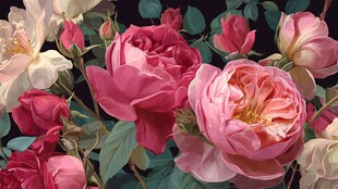 绚丽多彩的盛放玫瑰花