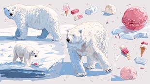 北极熊与缤纷冰淇淋场景