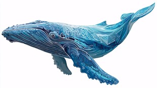 蓝色艺术风鲸鱼形象设计