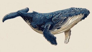 蓝色梦幻鲸鱼插画