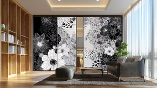 现代简约风黑白花卉客厅墙