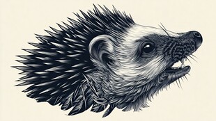 刺猬头部素描插画