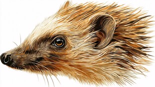 刺猬头部特写插画
