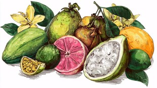 多彩热带水果集合展示