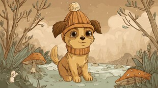 冬日森林中的可爱小狗