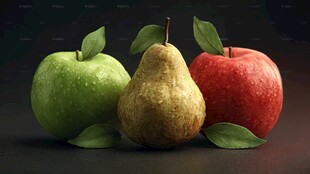 青红苹果与梨的静物组合