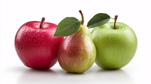 红青苹果与梨的清新组合