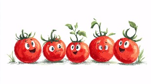 可爱番茄排成排