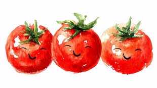 笑脸番茄水彩画