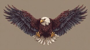 展翅翱翔的白头鹰