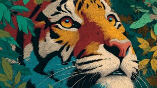 斑斓虎颜 置身繁茂绿野