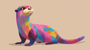 多彩水獭插画