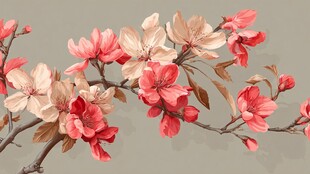 粉色繁花枝头绽放