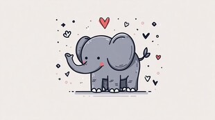 可爱小象散发爱心魅力