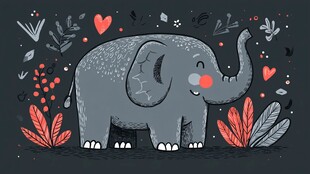 可爱小象的梦幻植物世界