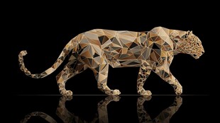 几何风猎豹雕塑艺术之作