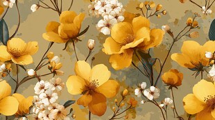 金黄花卉图案背景图