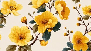 黄色花卉图案 清新自然风