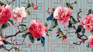 中式花卉锦纹图案背景