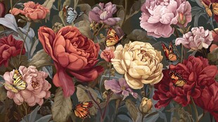 繁花簇拥间的蝴蝶盛景