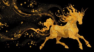 金色奔马 灵动炫彩艺术风