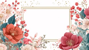 花卉边框插画 空白可填充
