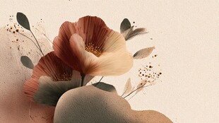 梦幻花卉插画 柔和色彩