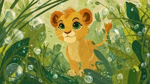 丛林中的可爱小狮子