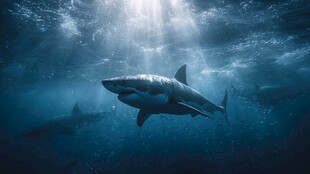 深海中畅游的巨大鲨鱼