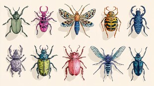 多彩昆虫插画集合