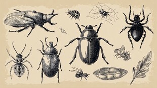 复古风昆虫插画集合