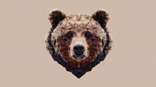 几何风格棕熊头部插画