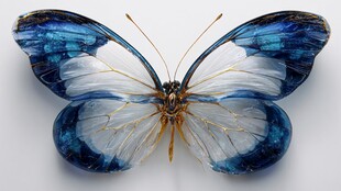 梦幻蓝白相间美丽蝴蝶