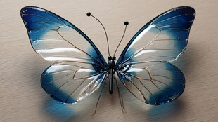 蓝色透明蝴蝶艺术摆件