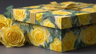 黄玫瑰图案精美礼盒