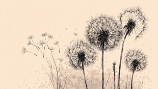 黑白蒲公英的静谧之美
