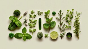 清新薄荷等多种绿植陈列