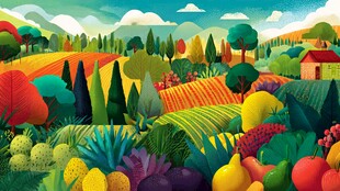 多彩田园风光的丰收景象