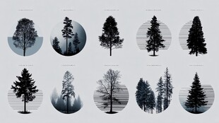 简约风格树木剪影图案集