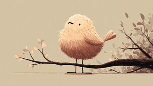 呆萌小鸟栖于枝头