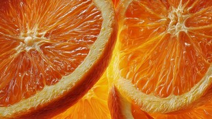 鲜橙切片特写诱人色泽