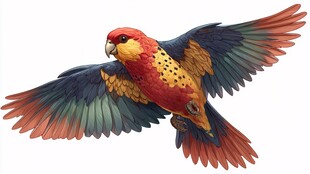 彩色鹦鹉展翅飞翔